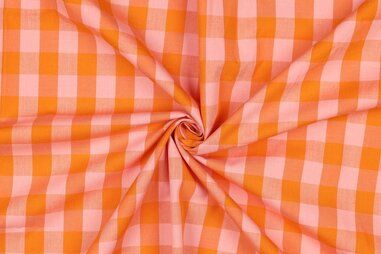 Lachs - Baumwolle - yarn dyed Karos - Orange-Lachs - 24/3511-003