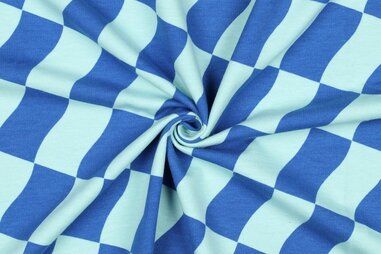 Jongens stoffen - Jersey - soft sweat - Blöcke - blau mint - 24/4146-005