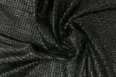 Zwarte stoffen - Tricot stof - glitter - zwart - JT569