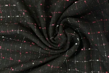 Glitter stoffen - Gebreide stof - ruiten - glitter - zwart - JT564