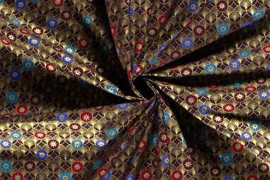Kussen stoffen - Kerststof - katoen poplin - kerststerren folie - aubergine - 20741-046