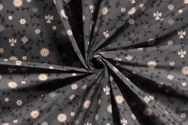 Oud groene stoffen - Kerststof - katoen poplin - kerststerren en kerstballen folie - oudgroen - 20758-022