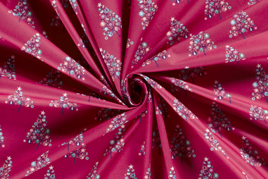 Kussen stoffen - Kerststof - katoen poplin - kerstbomen - donker fuschia - 20767-017