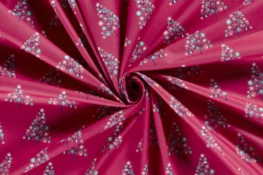 Tischdecke - Weihnachtsstoff - Baumwollpopeline - Weihnachtsbäume - rosa - 20767-017