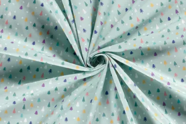 Kerststoffen - Kerststof - katoen poplin - kerstbomen en kerststerren - mint - 20769-021