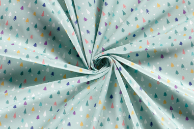 Quiltstoffen - Kerststof - katoen poplin - kerstbomen en kerststerren - mint - 20769-021