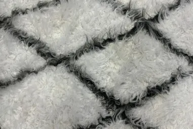 Fur - Pelzstoff - großes Karo - weiß - NB807
