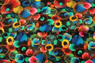 Stenzo stoffen uitverkoop - Tricot stof - French Terry - digitaal abstract - zwart multi - 24504-20