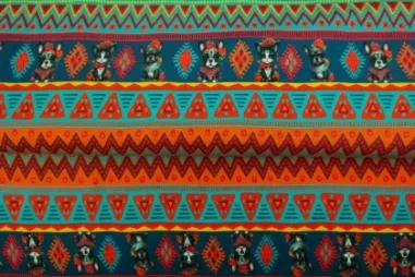 Multi stoffen - Tricot stof - French Terry - digitaal strepen en hondjes - multi - 24526