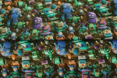 Multi stoffen - Tricot stof - French Terry - digitaal robots - multi - 24562-09