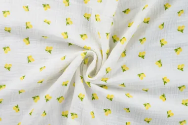 Babydeken stoffen - Hydrofiel stof - citroenen - gebroken wit - 42032-510