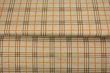 250gr/M² - Tricot stof - French Terry - digitaal geruit - beige - 24529