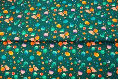 250gr/M² - Tricot stof - French Terry - digitaal cirkels - groen - 24547-99
