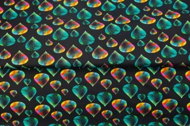 Stenzo stoffen uitverkoop - Tricot stof - French Terry - digitaal druppels - zwart - 24502-20