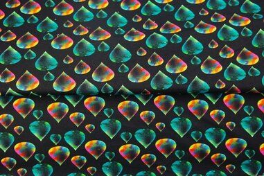 Zwarte stoffen - Tricot stof - French Terry - digitaal druppels - zwart - 24502-20