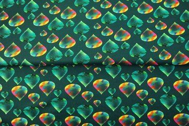 250gr/M² - Tricot stof - French Terry - digitaal druppels - groen - 24502-99