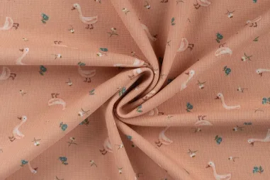 225gr/M² - Katoen stof - tricot fijne wafel - gans - zalm - 47057-320