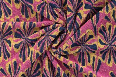 QJUTIE & the Qjutest - Badstof - rekbare badstof - jacquard fantasie bloemen - roze - 47059-170