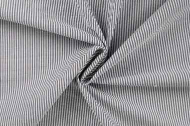 Witte stoffen - Katoen stof - seersucker - gestreept - blauw wit - 48069-980