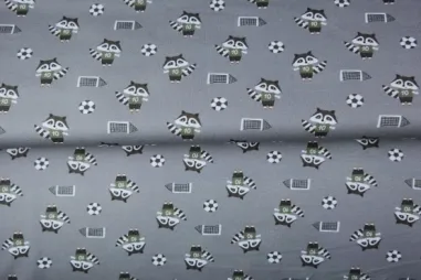 Stenzo stoffen uitverkoop - Tricot stof - digitaal kinderprint - grijs - 24209-09