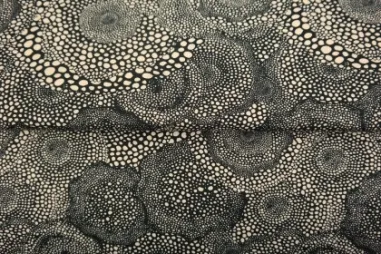 Stenzo Tricot stoffen - Tricot stof - digitaal bloemen dots - zwart - 24975-02TR