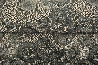 Uitverkoop - Tricot stof - French Terry - digitaal bloemen dots - zwart - 24975-02FT