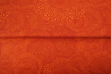 French Terry stoffen - Tricot stof - French Terry - digitaal bloemen dots - donker oranje - 24975FT