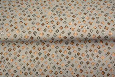 Stenzo stoffen uitverkoop - Tricot stof - digitaal plusjes - grijs - 24223-09
