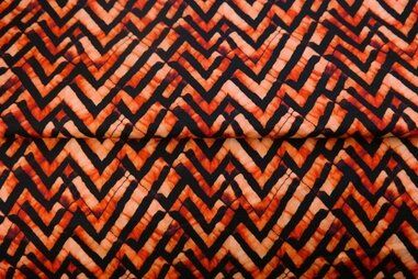 Uitverkoop - Tricot stof - digitaal zigzag - terra - 24921-33