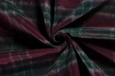 Bordeauxrode stoffen - Wollen stof - wolmix - heavy knit ruiten - bordeaux - 20236-019