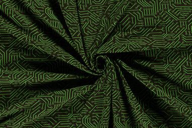 Broek stoffen - Joggingstof - abstract - groen zwart - 20538-069