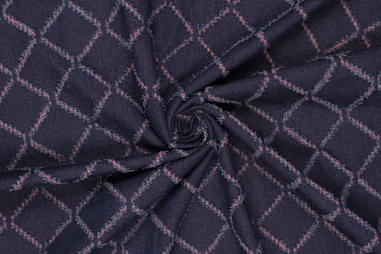 Jeans stoffen - Spijkerstof - indigo twist diamonds - roze - 21923-870