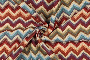 Kussen stoffen - Polyester stof - gobelin - zigzag - multi - 3449-001