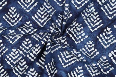 Kussen stoffen - Katoen stof - batik - fantasie - indigo - 3532-003