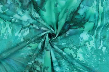 Tricot stof - groen - 5438-025 - Voile stof - batik - fantasie - emerald - 3543-002