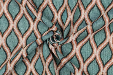 Katoen met coating - dierenprint - petrol - 9862-005 - Polyester stof - gobelin - retro - petrol - 3553-002