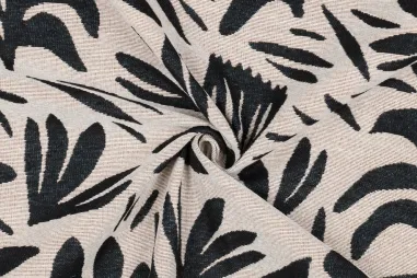 stevige stof - Polyester stof - gobelin - bladeren - ecru - 3554-001