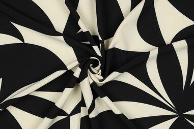 90gr/M² - Stretch stof - magnolia stretch - geometric - zwart - 4272-001
