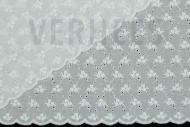 Witte stoffen - Broderie stof - 2-zijdig geschulpt - wit - 8462-001