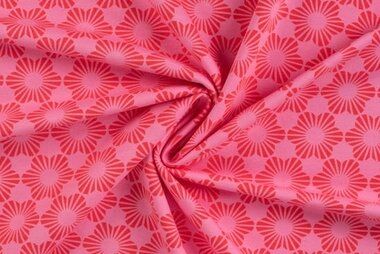 Roze tricot stoffen - Tricot stof - French Terry - abstract bloemen - roze - 20079-150