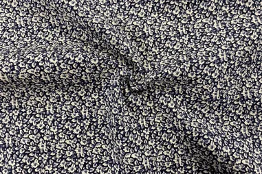 Kussen stoffen - Katoen stof - bladeren - donkerblauw gebroken wit - 706035-1