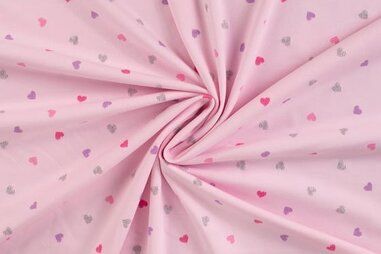 Hartjes stoffen - Jersey - Glitter - Herzen - hellrosa - 23093-110