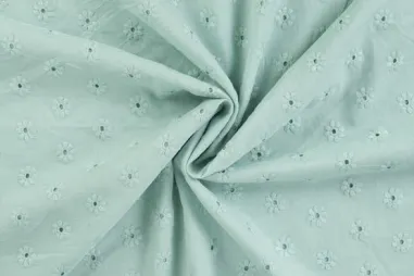 Broderie en Embroidery stoffen - Broderie stof - cutie embroidery bloemen - mint - 48062-220