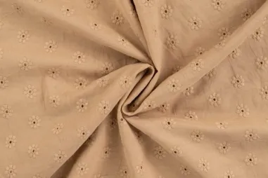 Broderie en Embroidery stoffen - Broderie stof - cutie embroidery bloemen - camel - 48062-530