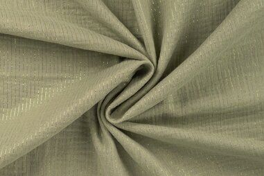 Kaki groene stoffen - Musselin - Lurex gestreift - khaki - 8292-270