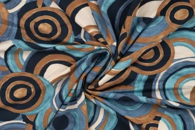 95% viscose, 5% spandex - Viskose - Jersey Stretch - Kreise - blau multi - 10008-960