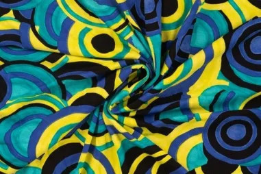95% viscose, 5% spandex - Viskoser - Jersey Stretch - Kreise - kobaltblau multi - 10008-975