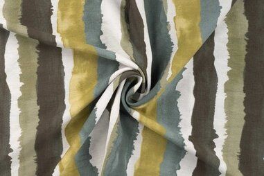 Kaki groene stoffen - Viskose - gestreift - khaki multi - 12003-270
