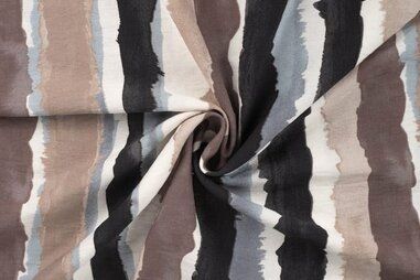 Zandbeige stoffen - Viscose stof - gestreept - zand multi - 12003-520
