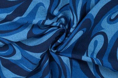 Viscose stoffen - Viscose stof - fantasie - blauw - 12010-960
